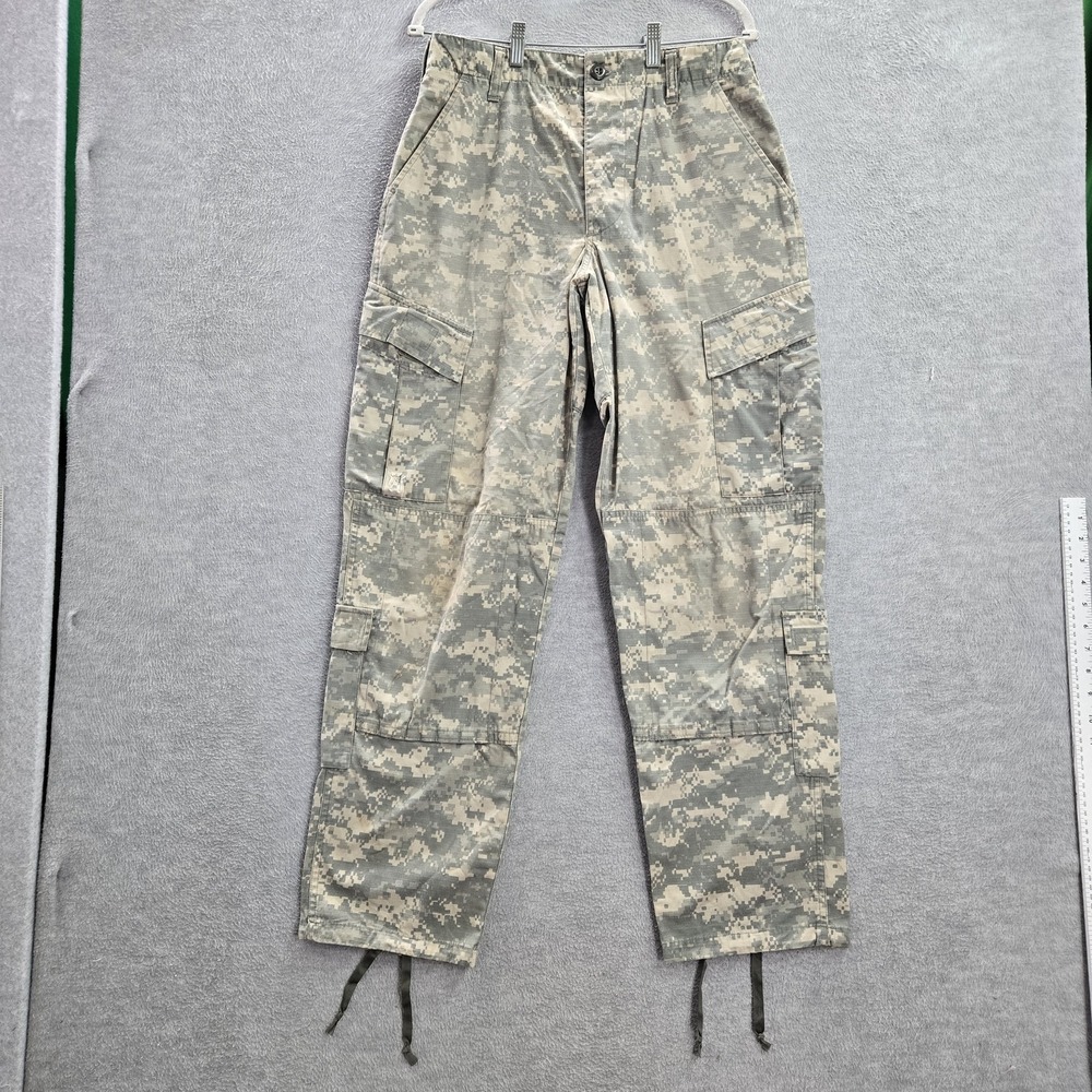 US ARMY Men Pants Small Regular Green Cargo Pocket Camouflage Ripstop 32" Inseam